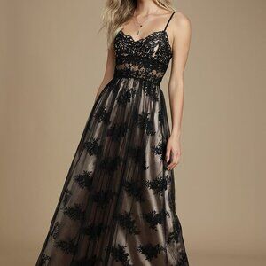 NWT Lulus Utter Elegance Black Embroidered Lace Maxi Dress​